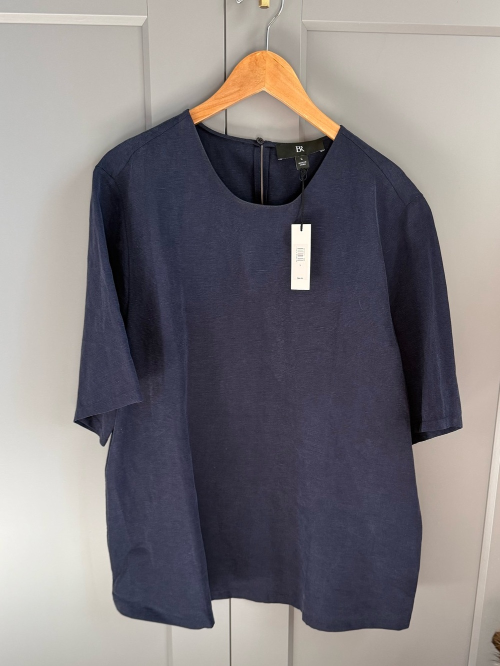 Banana Republic Navy Short-Sleeve Crewneck Blouse